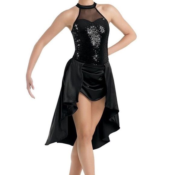 WEISSMAN Balera Dance costume black Sequin Plush Charmeuse Dress D9616 Child LC
